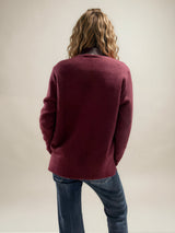 Pull Leon Luxe col V en cachemire et soie, coloris bordeaux, THEN PARIS – vue de dos